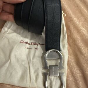 Salvatore Ferragamo Black Leather Belt